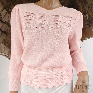 LESLIE FAY Vintage LS Shell Weave Summer Sweater S